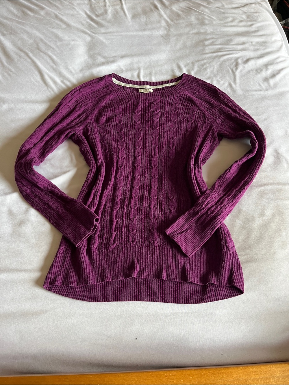 Sonoma Cable-Knit Crew Sweater - Plum